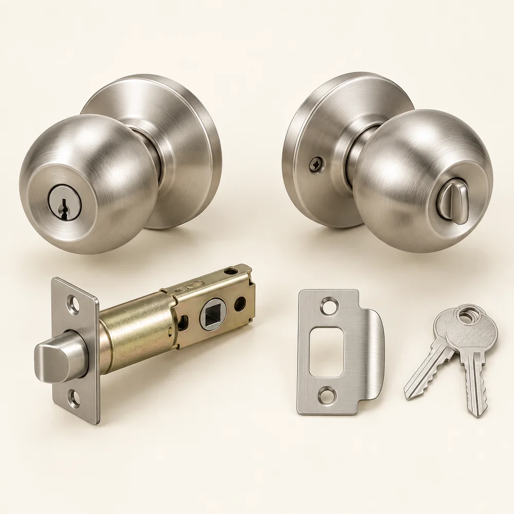 Keyed entry door knob lock set